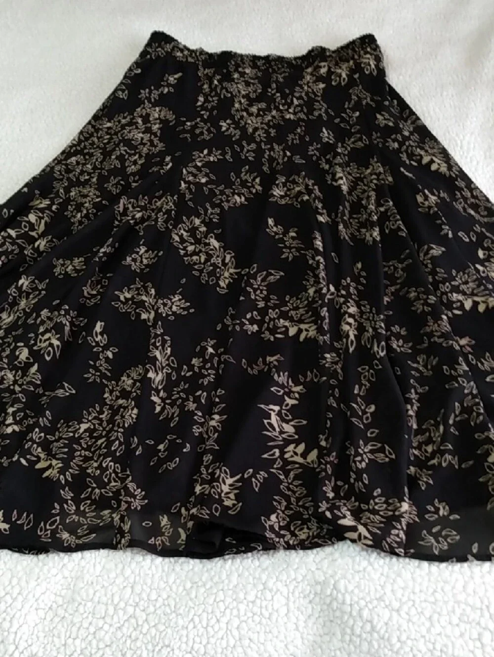 Lapis Black Maxi Skirt with Gold Floral Print